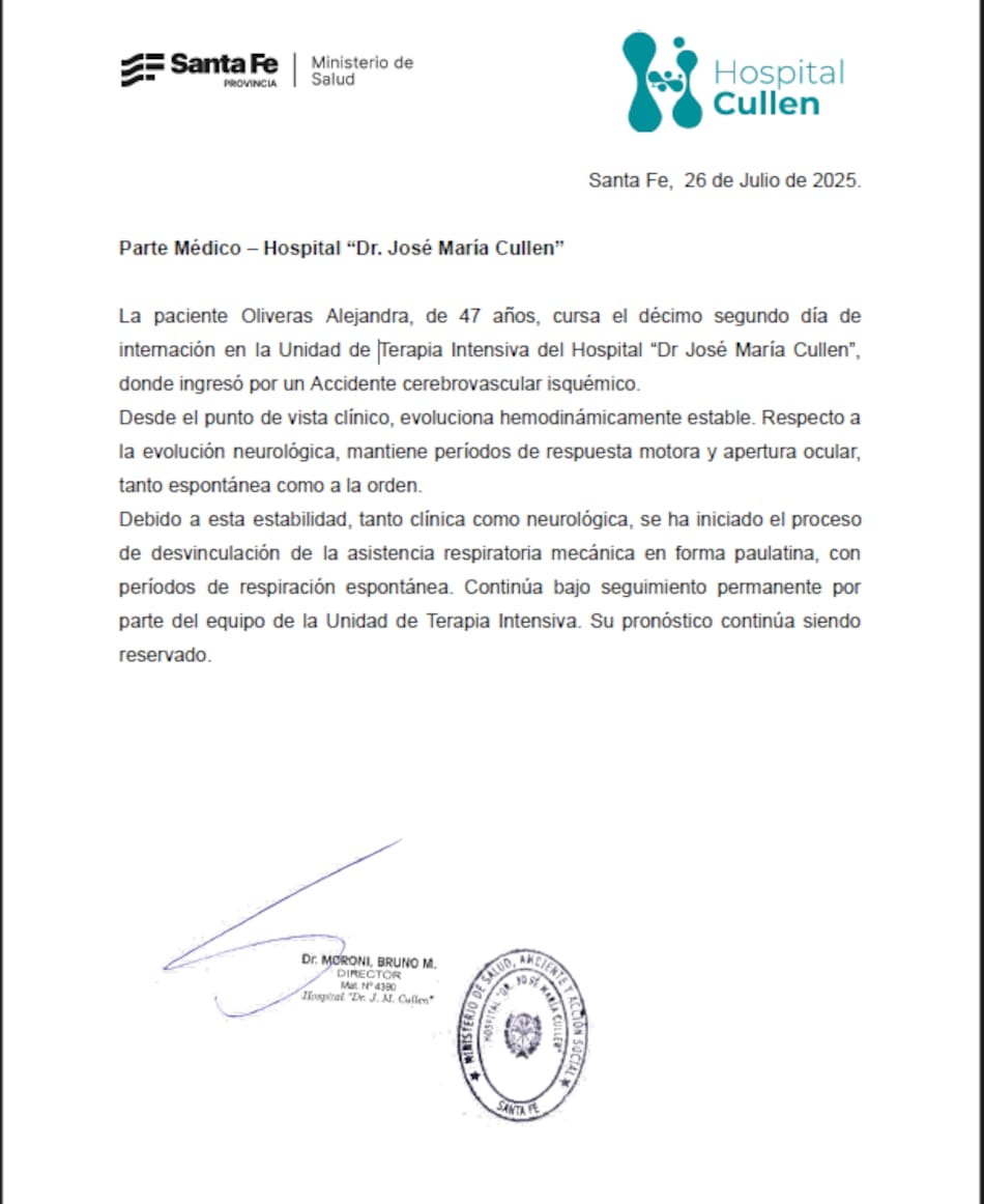 Parte médico de la Locomotora Oliveras
