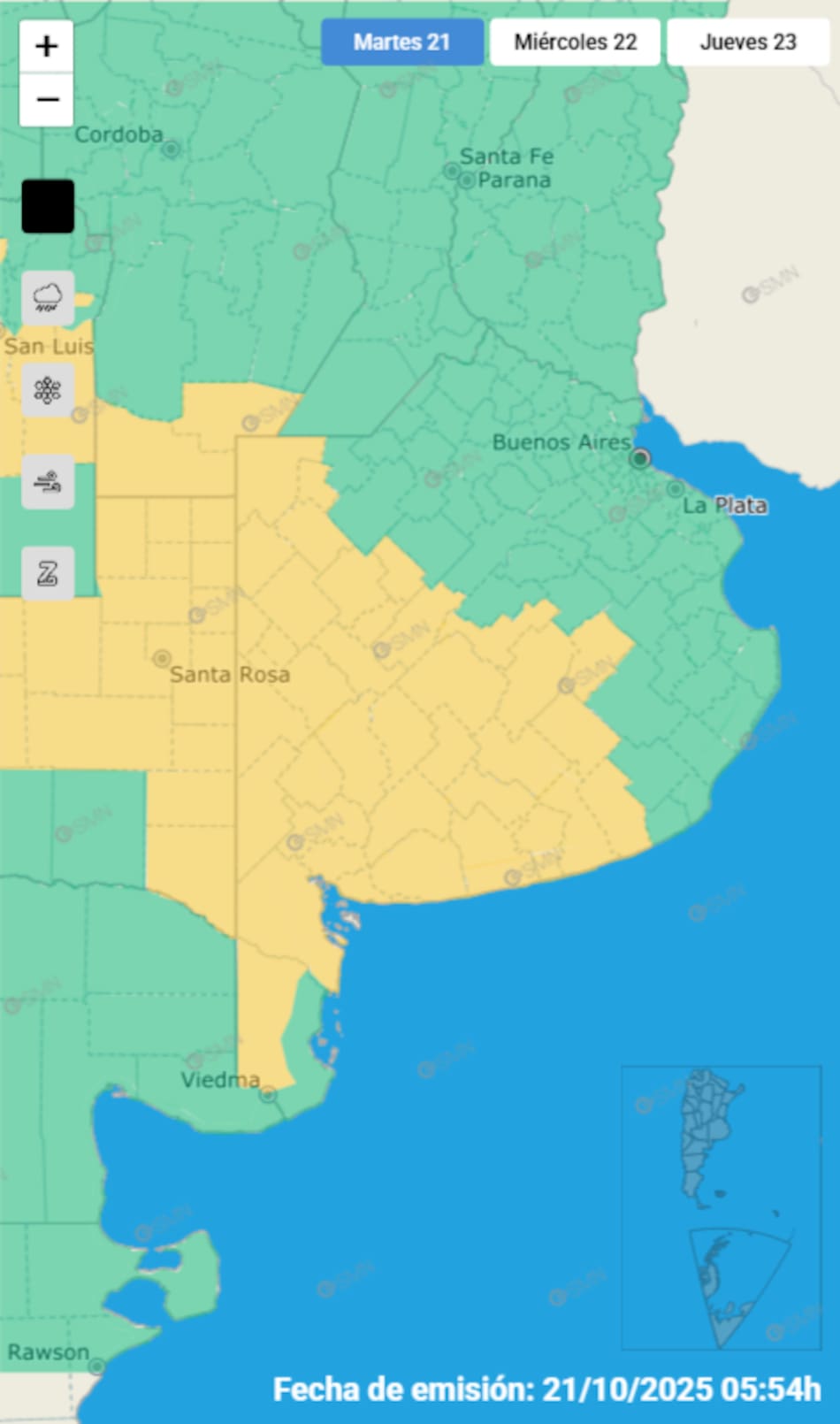 Alerta por tormentas en Buenos Aires.