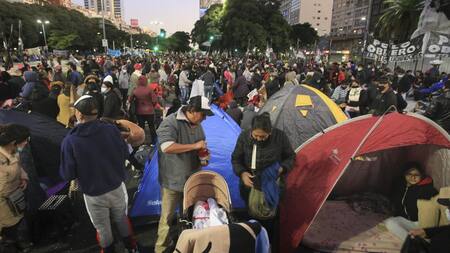 Acampe de piqueteros en el centro porteño, AGENCIA NA