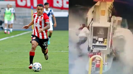 Momento que Tiago Palacios choca contra un surtidor de nafta. Fotos: NA - captura video.