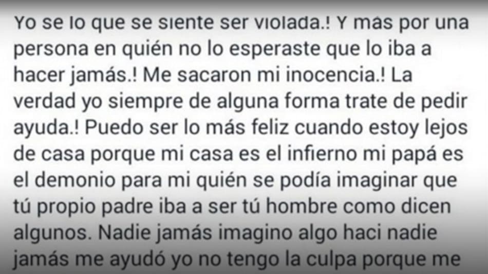 Joven abusada - Facebook - Mensaje
