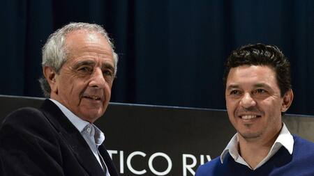 Rodolfo D Onofrio, presidente de River Plate, Marcelo Gallardo, DT de River Plate, NA