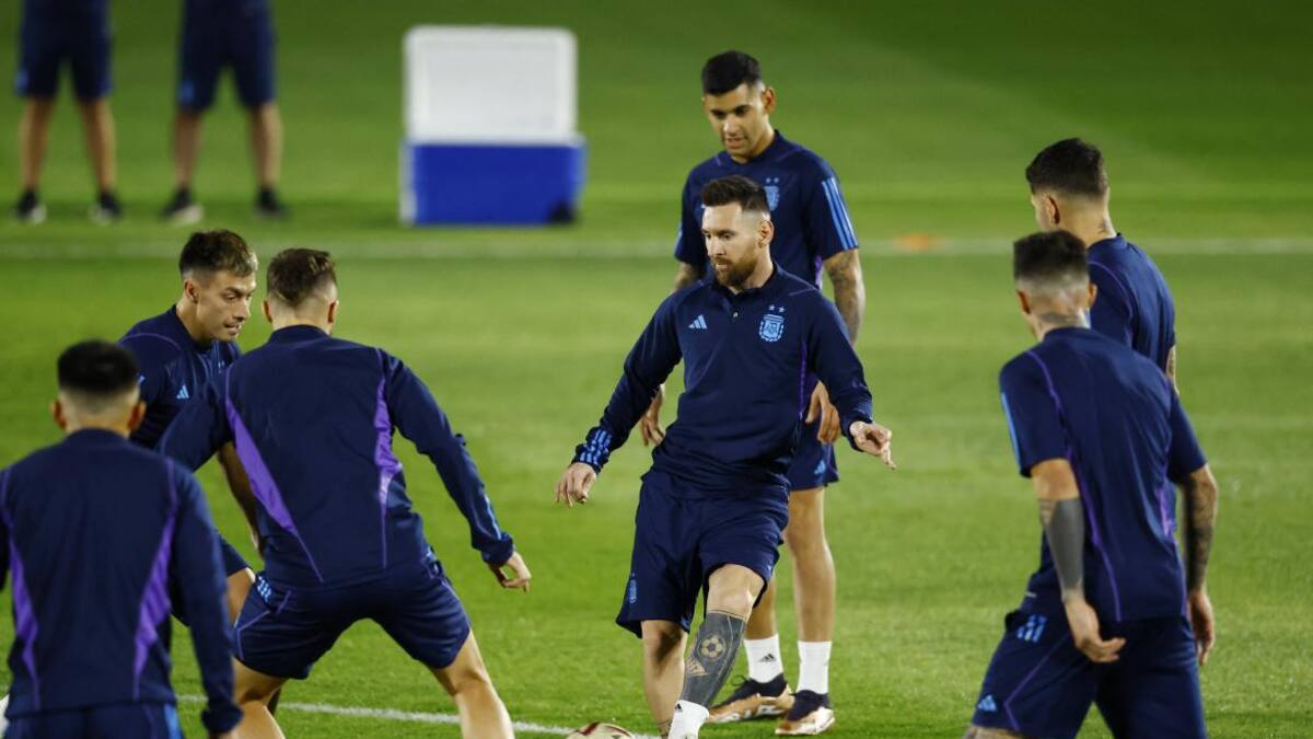 Entrenamiento de Selección Argentina en Doha. Foto: Reuters.