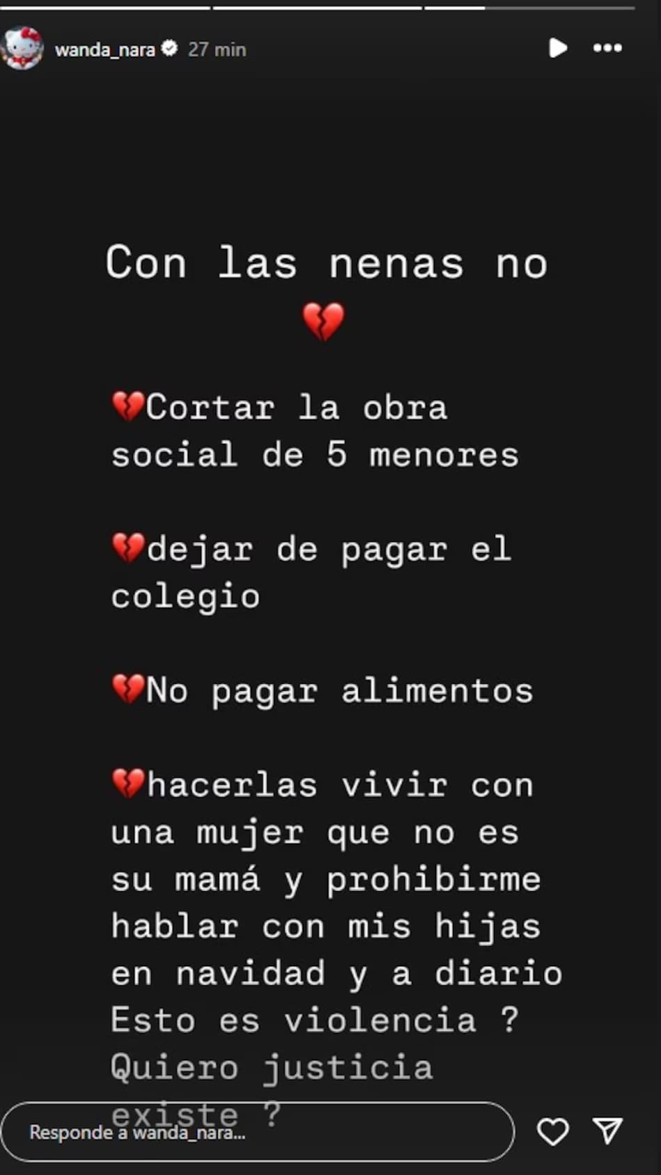 Descargo de Wanda Nara en Instagram
