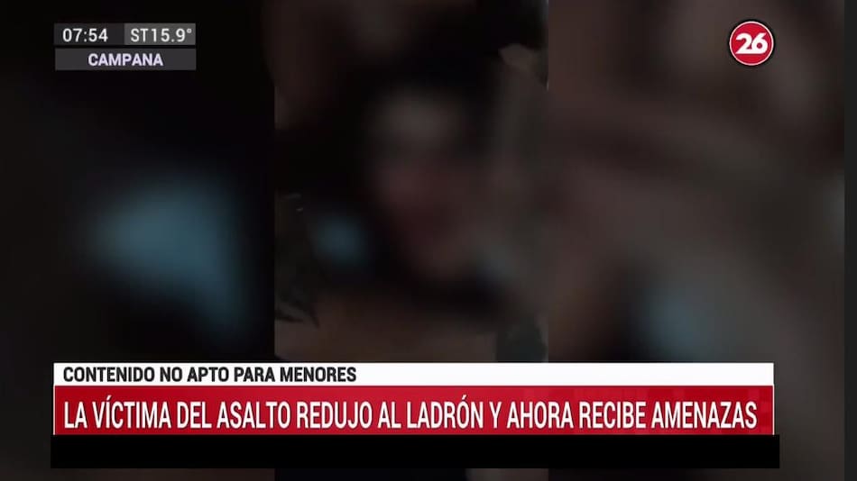 Hombre redujo a ladrones, Campana, Canal 26