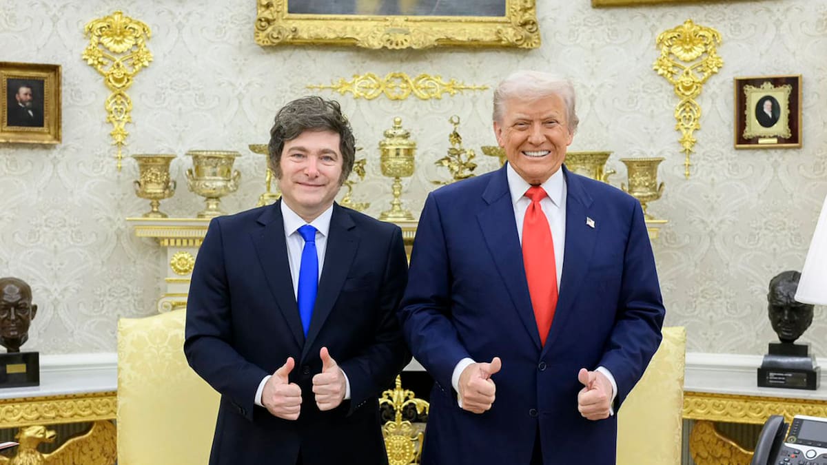 Javier Milei y Donald Trump en el Salón Oval.