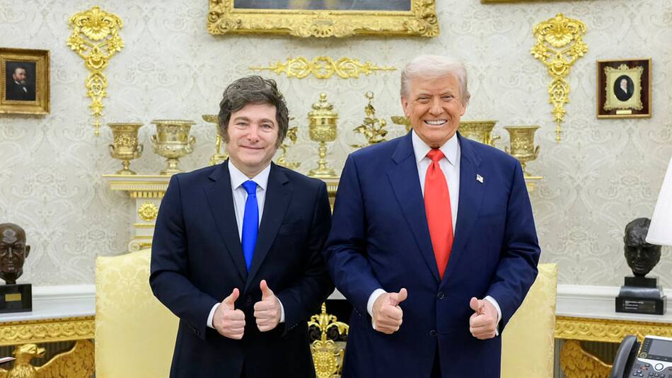 Javier Milei y Donald Trump en el Salón Oval.