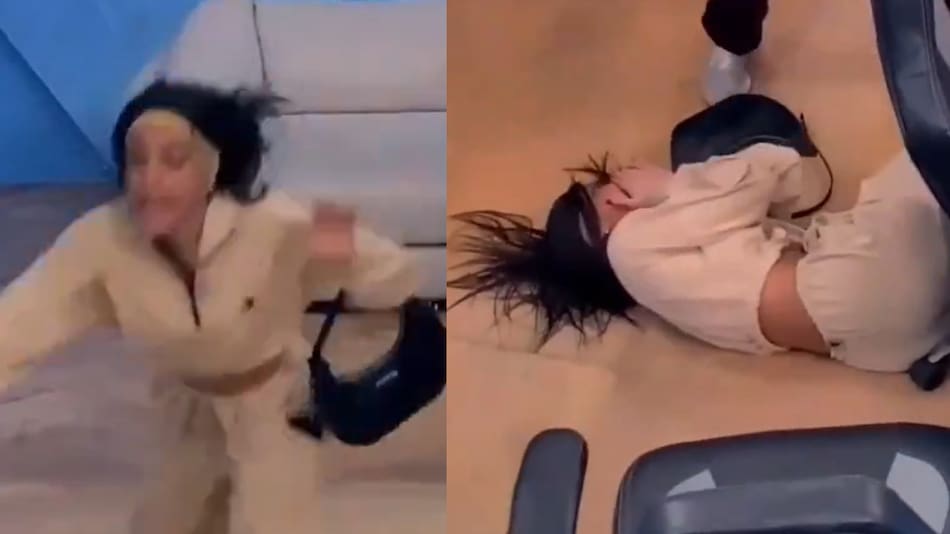 Tremenda caída de Rosina. Foto: captura video.