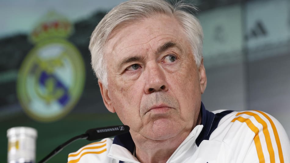 Conferencia de prensa de Carlo Ancelotti en el Real Madrid. Foto: EFE.