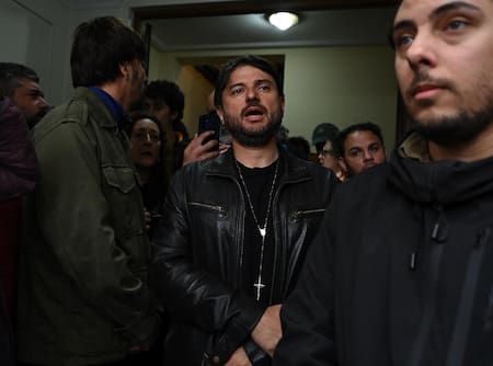 Juan Grabois detenido - Instituto Juan Domingo Perón. FOTO: JUAN FOGLIA/NA.