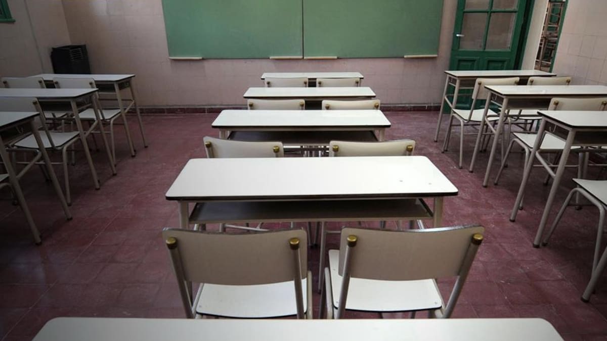 Aula vacía, sin clases, escuela, educación, paro docente, NA