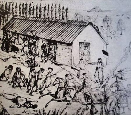 Litografía que muestra lo que pasó en la madrugada del 1 de enero de 1872