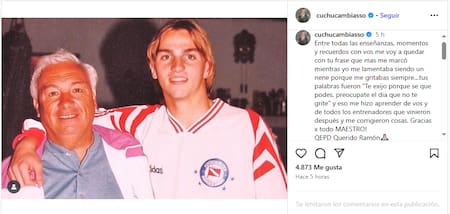 El posteo de Nicolás Cambiasso en homenaje a Ramón Maddoni.