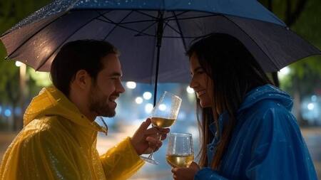 El brindis con lluvia. Foto: Grok.