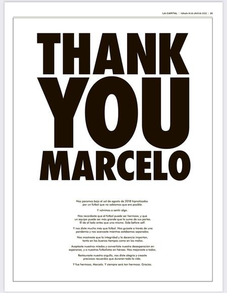 Solicitada de hinchas de Leeds para Bielsa en un diario de Rosario