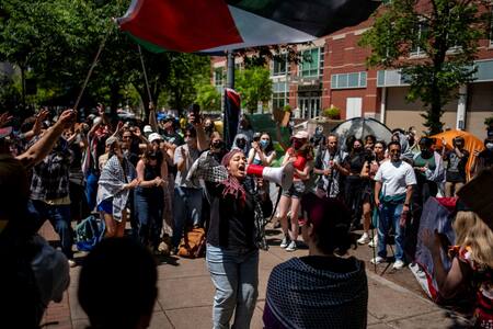 Protesta de estudiantes propalestinos en Estados Unidos. Foto: Reuters.