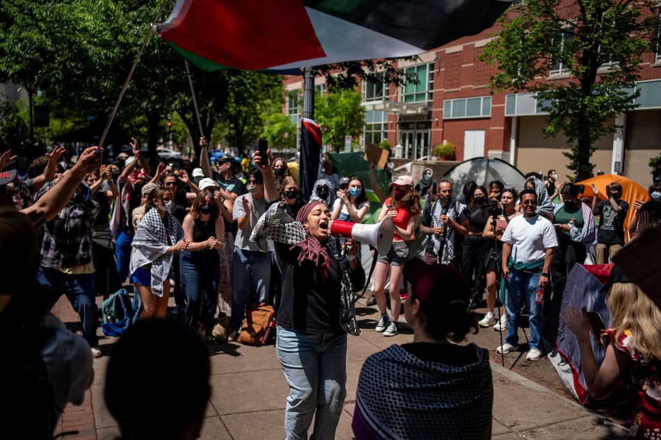 Protesta de estudiantes propalestinos en Estados Unidos. Foto: Reuters.