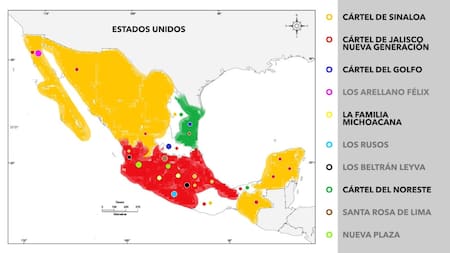 El mapa del narcotráfico en México. Foto: Canal 26