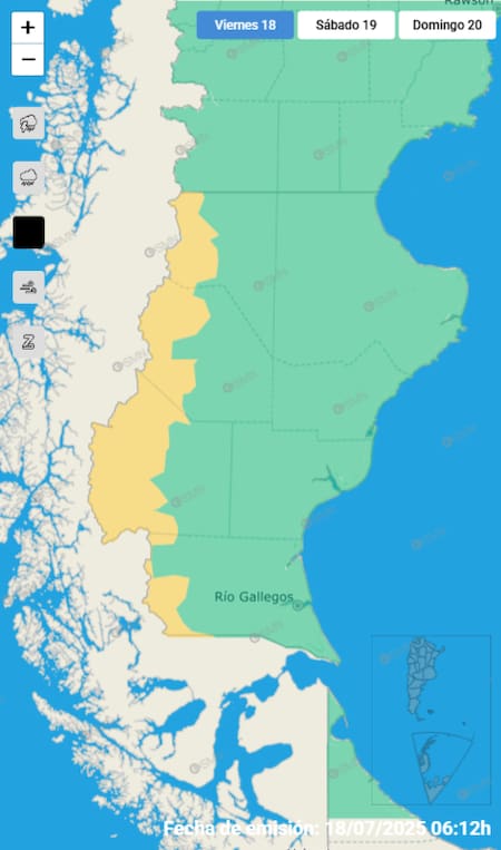 Alerta por nevadas en Santa Cruz.