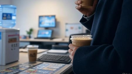 No es saludable tomar café todos los días de las máquinas expendedoras. Foto: Grok.