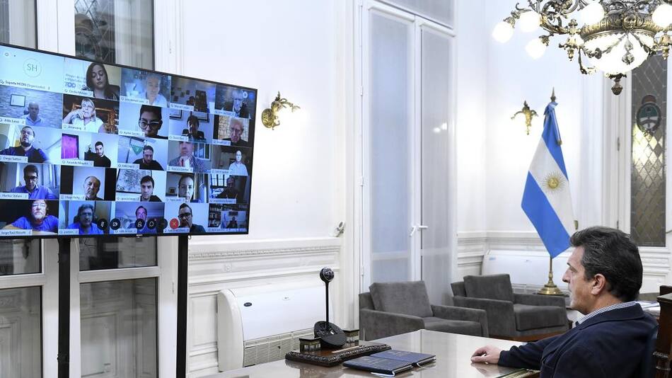 Sergio Massa en comunicación virtual con diputados, AGENCIA NA
