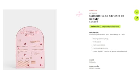 Calendario de adviento de Todomoda. Foto: captura web