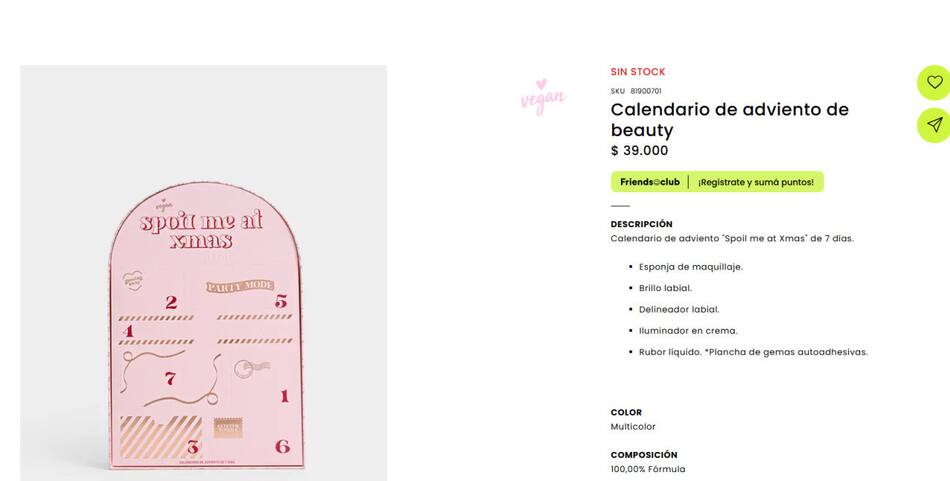 Calendario de adviento de Todomoda. Foto: captura web