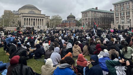 Sentada propalestina en la Universidad de Columbia. Foto: EFE.