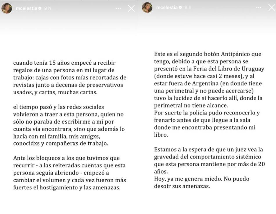 Las historias de Celeste Cid. Foto captura Instagram @mcelestia