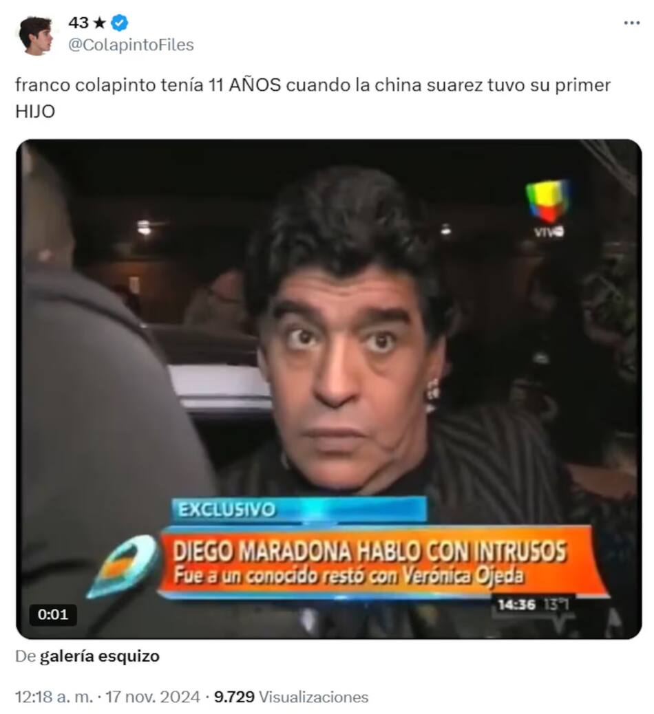 Los mejores memes de la cena de la China Suárez y Colapinto. Foto: X.