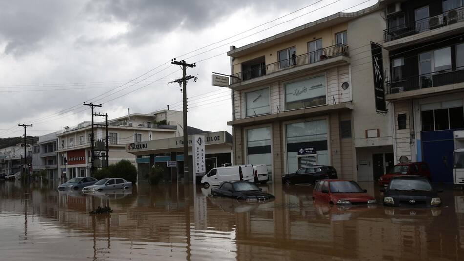 Grecia afronta el efecto de las lluvias torrenciales. EFE.