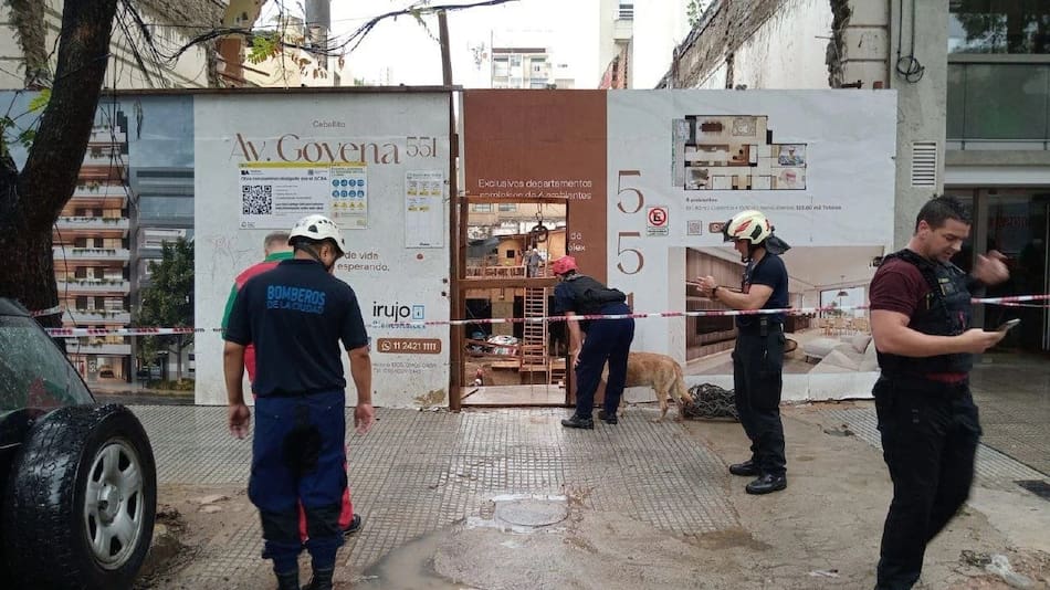 Derrumbe en una obra en Caballito. Foto: NA