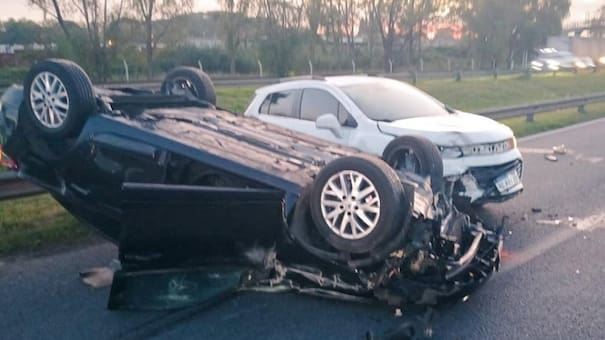 Dos autos chocaron contra un caballo en la Ruta 9: uno volcó y murió el animal