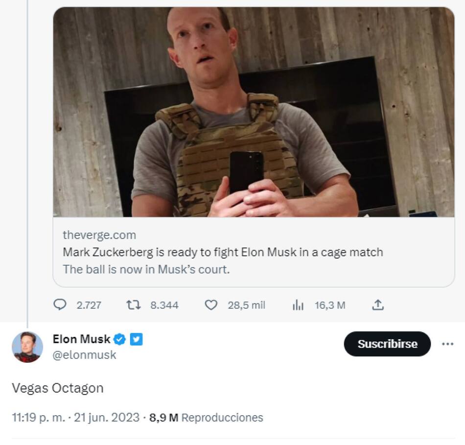 Respuesta de Elon Musk. Fuente: Twitter.