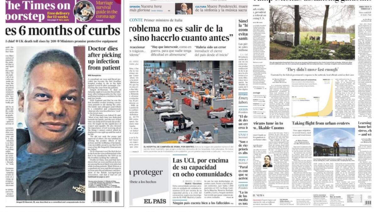 Tapas de diarios, lunes 30 de marzo de 2020