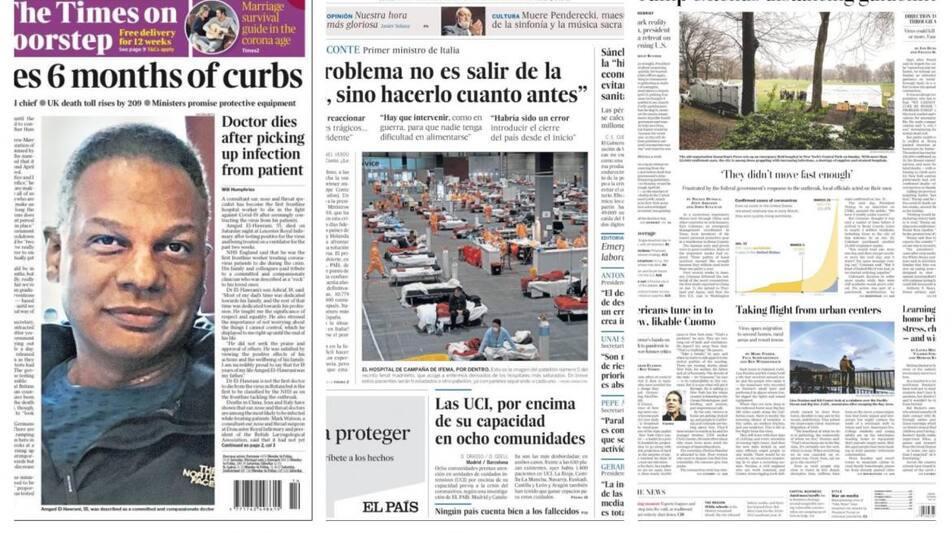 Tapas de diarios, lunes 30 de marzo de 2020