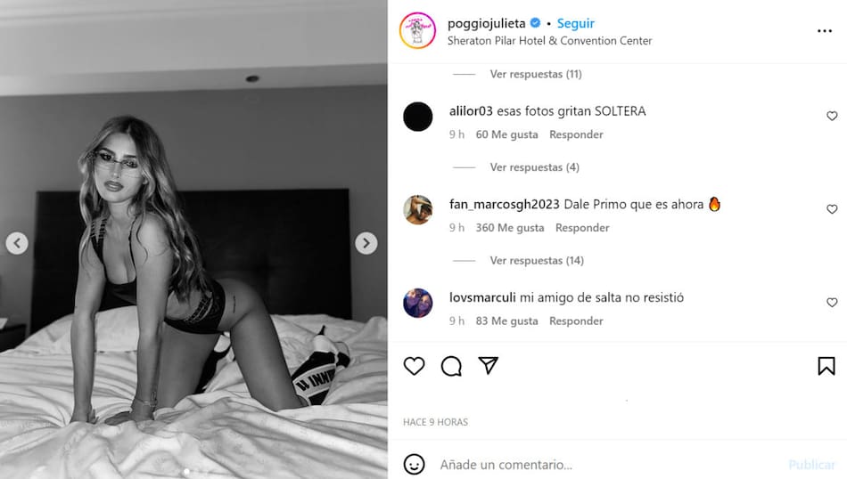 Algunos comentarios en el posteo. Foto: Instagram/poggiojulieta.