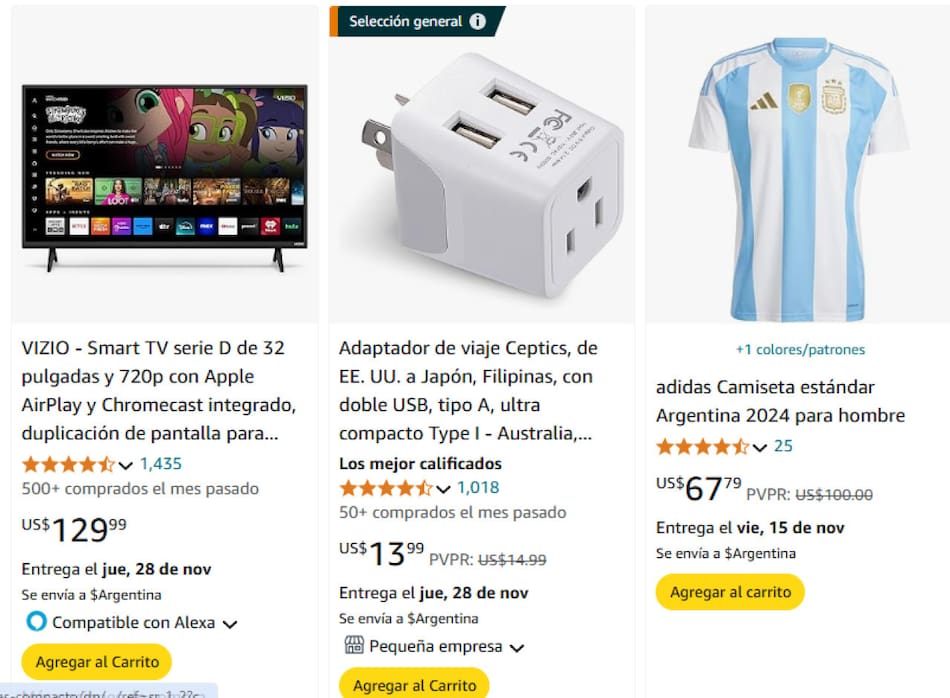 Compras por Amazon. Fuente: Captura