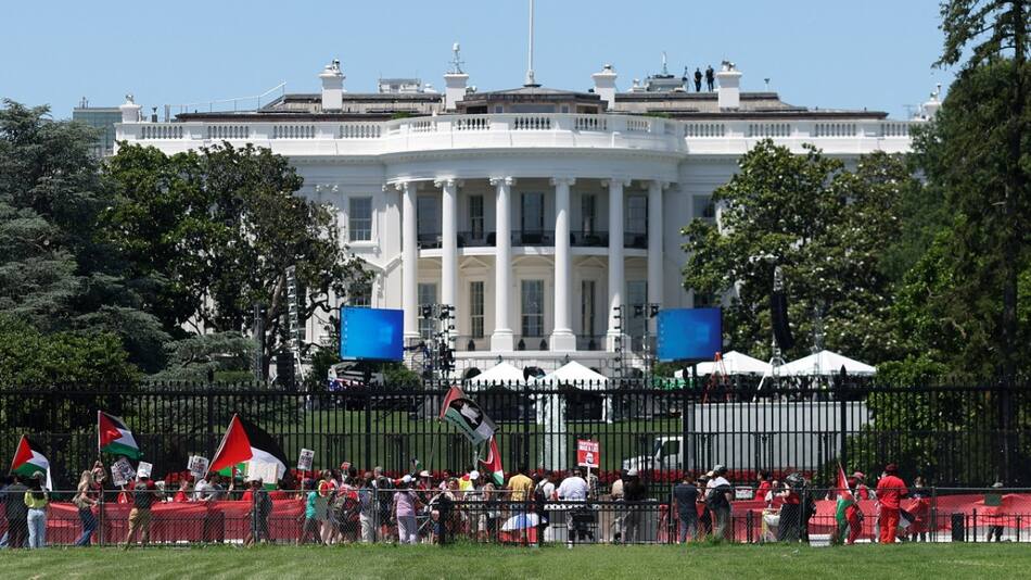 Protestas propalestinas frente a la Casa Blanca. Foto: Reuters.