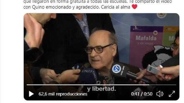 Cristina Kirchner recordó la emoción de Quino en aniversario de Mafalda: "Caricia al alma"