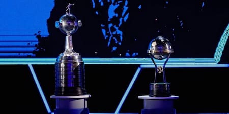 Los trofeos de la Copa Libertadores y la Sudamericana. Foto: NA.