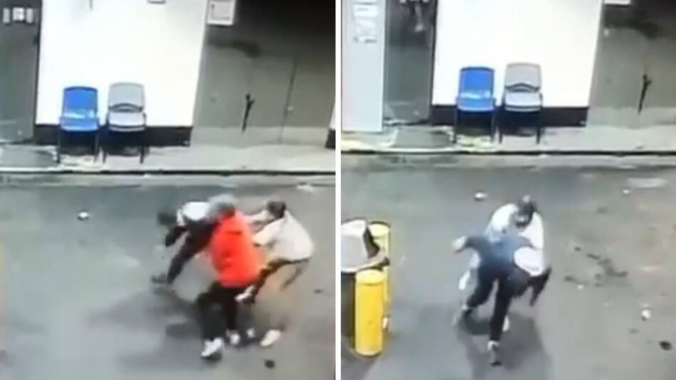 Golpiza a hombre en patota en estación de servicio. Foto: captura de video.