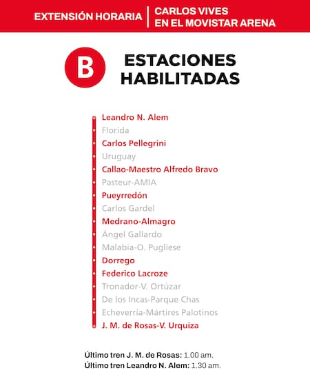 Extensión de horarios de la línea B del subte.