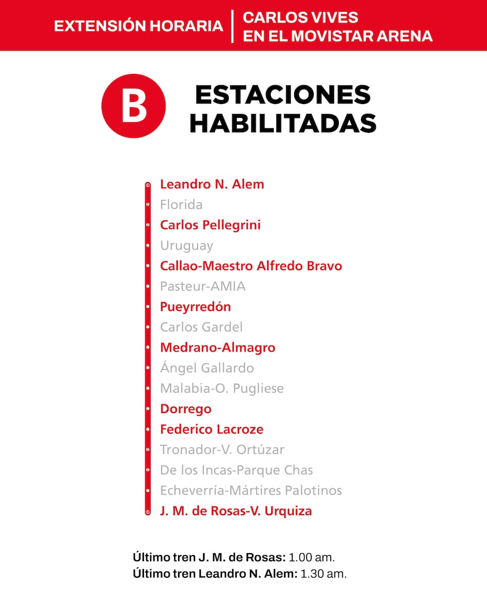 Extensión de horarios de la línea B del subte.