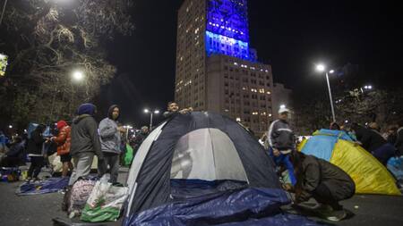 Acampe en la 9 de julio. Foto: NA.