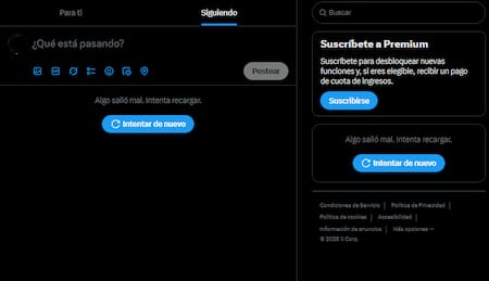 Fallas en X/Twitter.