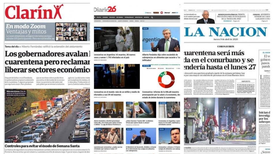 Tapas de diarios, jueves 9 de abril de 2020