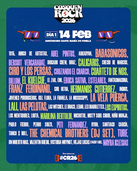 Grilla de bandas del Cosquín Rock 2026.