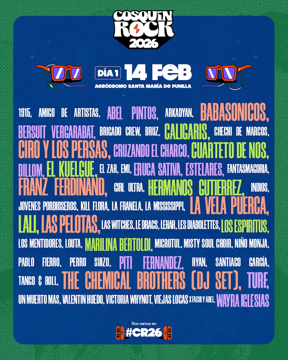 Grilla de bandas del Cosquín Rock 2026.