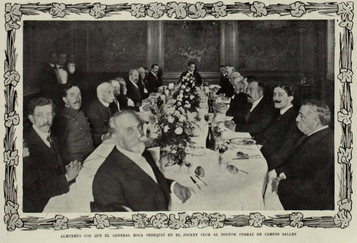 En abril de 1912 apreciamos el almuerzo con que el general Roca obsequió en el Jockey Club al doctor Ferraz de Campos Salles